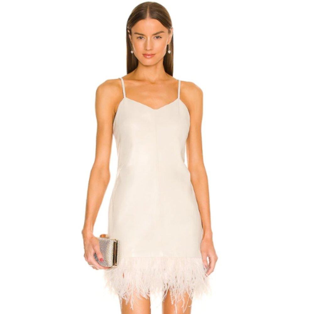 LAMARQUE Abella Leather Dress in Bone NWT Size Small